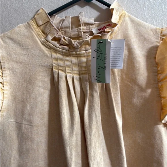 NWT Mazik Yellow Ruffle Sleeve Blouse 1X - Picture 2 of 6